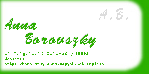 anna borovszky business card